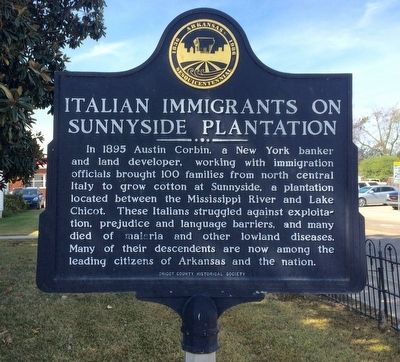 Italian Immigrants On Sunnyside Plantation Marker image. Click for full size.