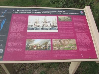 USS Saratoga: Turning point in America’s second war with England Marker. Click for full size. USS Saratoga: Turning point in America’s second war with England Marker image. Click for full size.