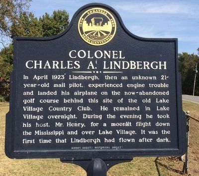 Colonel Charles A. Lindbergh Marker. Click for full size. Colonel Charles A. Lindbergh Marker image. Click for full size.