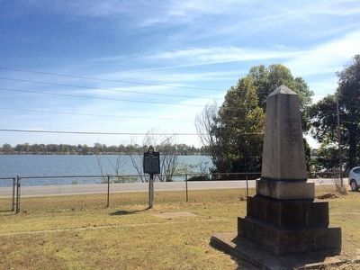 View of marker and Delphian Society monument near Lake Chicot. image. Click for full size.