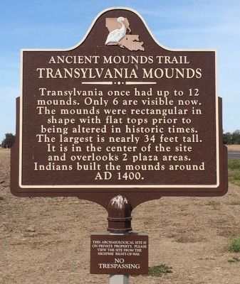 Transylvania Mounds Marker. Click for full size. Transylvania Mounds Marker image. Click for full size.