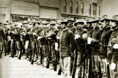 Federal Troops on South Front Street, Rock Springs, 1885 image. Click for full size.