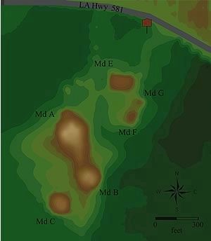 Map showing Transylvania Mounds image. Click for full size.