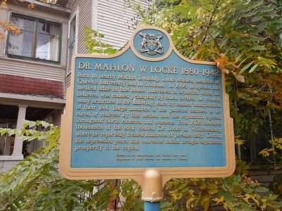 Dr. Mahlon W. Locke Marker. Click for full size. Dr. Mahlon W. Locke Marker image. Click for full size.