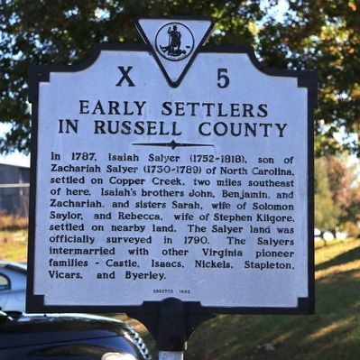 Early Settlers in Russell County Marker image. Click for full size.