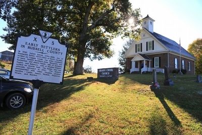 Grassy Creek Church and Marker image. Click for full size.