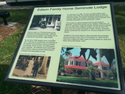 Edison Family Home Seminole Lodge Marker image. Click for full size.