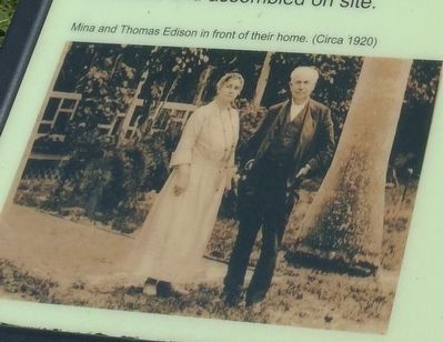Mina and Thomas Edison in front of their home. (Circa 1920) image. Click for full size.
