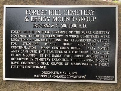 Forest Hill Cemetery & Effigy Mound Group Marker image. Click for full size.