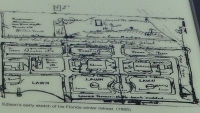 Edisons early sketch of his Florida winter retreat. (1885) image. Click for full size.