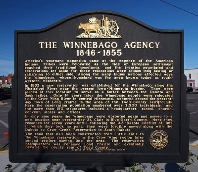 The Winnebago Agency 1846–1855 Marker image. Click for full size.
