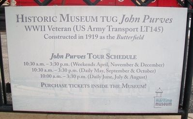 Historic Museum Tug <i>John Purves</i> Marker. Click for full size. Historic Museum Tug <i>John Purves</i> Marker image. Click for full size.