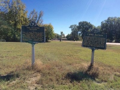 View of two markers looking south on U.S. 51. image. Click for full size.