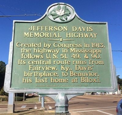 Jefferson Davis Memorial Highway Marker image. Click for full size.