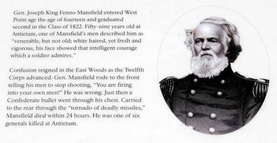 The East Woods Marker<br>Gen. Joseph King Fenno Mansfield image. Click for full size.