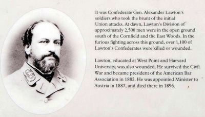 The East Woods Marker<br>Gen. Alexander Lawton. Click for full size. The East Woods Marker<br>Gen. Alexander Lawton image. Click for full size.