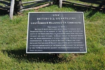 Battery D, 2d U.S. Artillery Marker image. Click for full size.