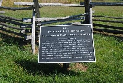 Battery F, 5th U.S. Artillery Marker. Click for full size. Battery F, 5th U.S. Artillery Marker image. Click for full size.