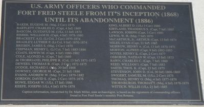 Officers Who Commanded Fort Fred Steele Marker image. Click for full size.