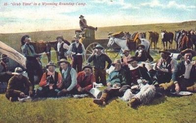 "Grub Time" in a Wyoming Roundup Camp image. Click for full size.