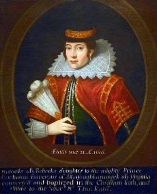 Pocahontas, age 21, 1616 image. Click for full size.