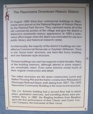 The Mazomanie Downtown Historic District Marker image. Click for full size.