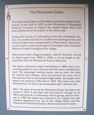 The Mazomanie Depot Marker image. Click for full size.
