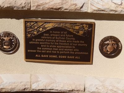 Sullivan County Veterans Memorial Marker. Click for full size. Sullivan County Veterans Memorial Marker image. Click for full size.