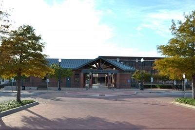 The marker in its previous location at the Temple Visitor Center / Fred Poteet Building. Click for full size. The marker in its previous location at the Temple Visitor Center / Fred Poteet Building image. Click for full size.