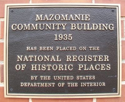 Mazomanie Community Building NRHP Marker image. Click for full size.