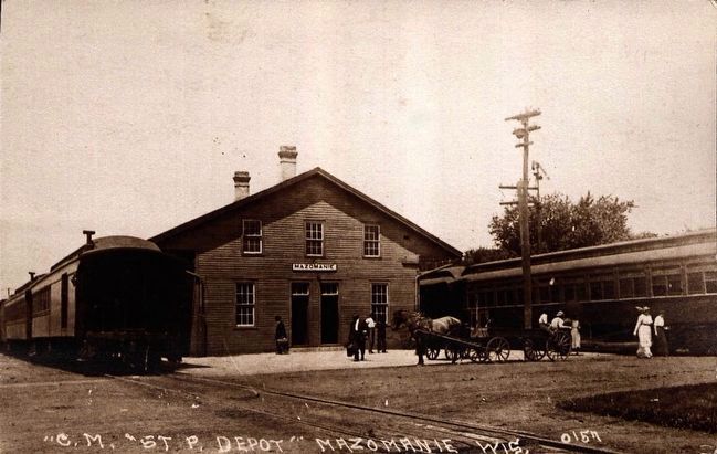 <i>"C.M. and St. P. Depot", Mazomanie, Wis.</i>. Click for full size. <i>"C.M. and St. P. Depot", Mazomanie, Wis.</i> image. Click for full size.