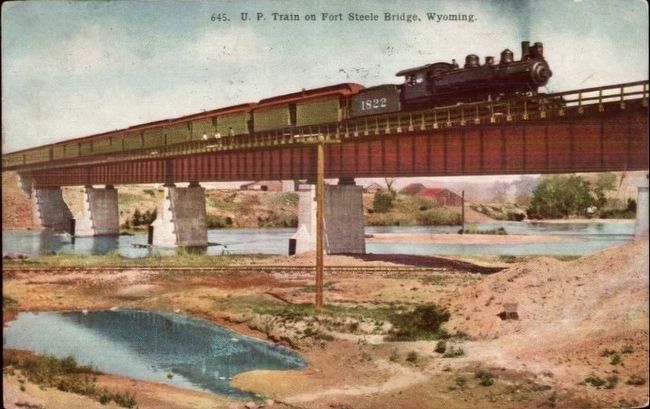 <i>U.P. Train on Fort Steele Bridge, Wyoming</i>. Click for full size. <i>U.P. Train on Fort Steele Bridge, Wyoming</i> image. Click for full size.