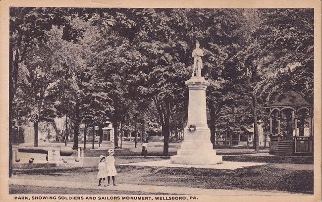 <i>Park, Showing Soldiers and Sailors Monument, Wellsboro, Pa.</i> image. Click for full size.