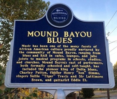 Mound Bayou Blues Marker (Front). Click for full size. Mound Bayou Blues Marker (Front) image. Click for full size.