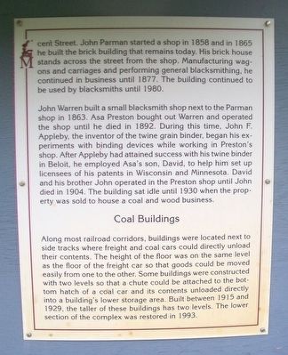 Crescent Street Factories, Mazomanie Blacksmiths, Coal Buildings Marker image. Click for full size.