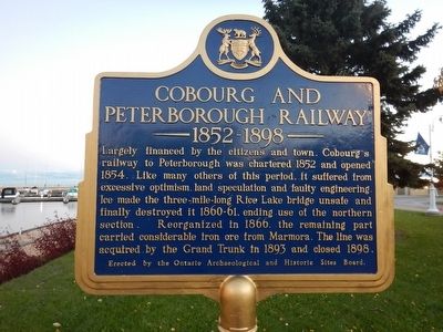 Cobourg and Peterborough Railway Marker image. Click for full size.