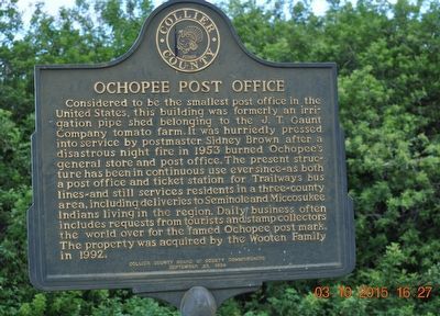 Ochopee Post Office Marker image. Click for full size.