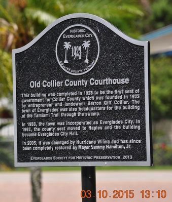 Old Collier County Courthouse Marker image. Click for full size.