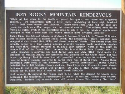 1825 Rocky Mountain Rendezvous Marker image. Click for full size.