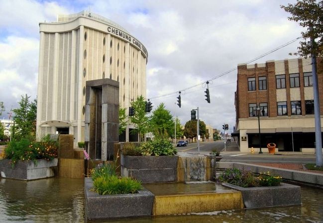 Citizens Cascade<br>Chemung Canal Trust Company Building in Background. Click for full size. Citizens Cascade<br>Chemung Canal Trust Company Building in Background image. Click for full size.