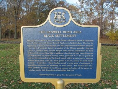 The Banwell Road Area Black Settlement Marker image. Click for full size.