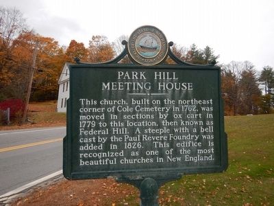 Park Hill Meeting House Marker. Click for full size. Park Hill Meeting House Marker image. Click for full size.