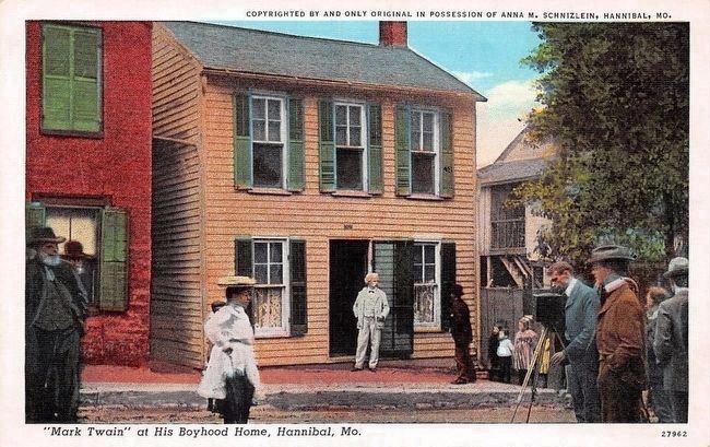 <i>"Mark Twain" at His Boyhood Home, Hannibal, Mo.</i> image. Click for full size.
