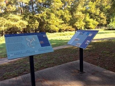 Interpretive markers and old canal area. image. Click for full size.