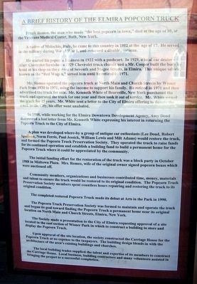 A Brief History of the Elmira Popcorn Truck Marker. Click for full size. A Brief History of the Elmira Popcorn Truck Marker image. Click for full size.