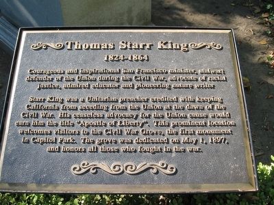 Thomas Starr King Marker. Click for full size. Thomas Starr King Marker image. Click for full size.
