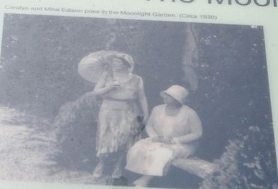 Carolyn and Mina Edison pose in the Moonlight Garden (Circa 1930) image. Click for full size.