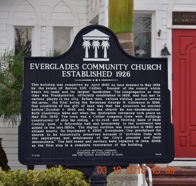 Everglades Community Church Marker image. Click for full size.
