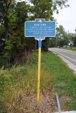 Newtown Marker<br>Current Location Near Entrance to Newtown Battlefield State Park. Click for full size. Newtown Marker<br>Current Location Near Entrance to Newtown Battlefield State Park image. Click for full size.