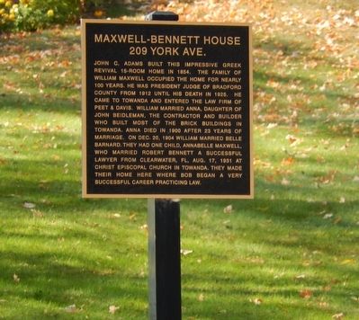 Maxwell-Bennett House Marker image. Click for full size.